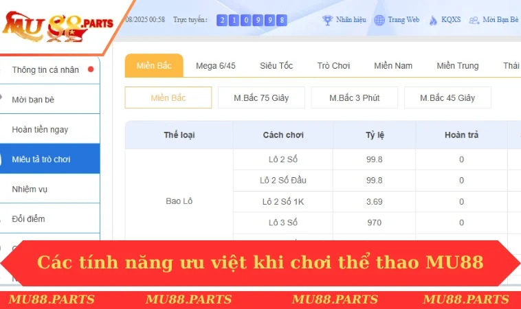 Thể thao MU88 3 Các tính năng ưu việt khi chơi thể thao MU88