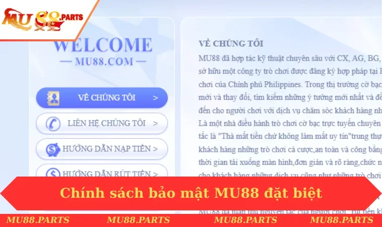 Chính sách bảo mật MU88 đặc biệt
