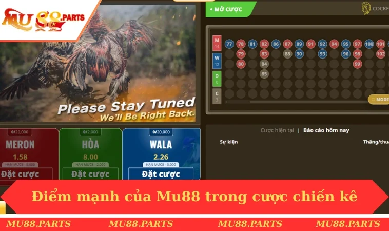 Điểm mạnh của nhà cái Mu88 trong cược chiến kê