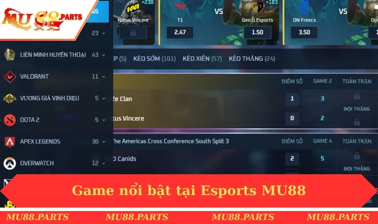 Game nổi bật tại Esports MU88