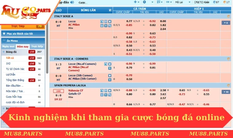 Kinh nghiệm khi tham gia cược bóng đá online