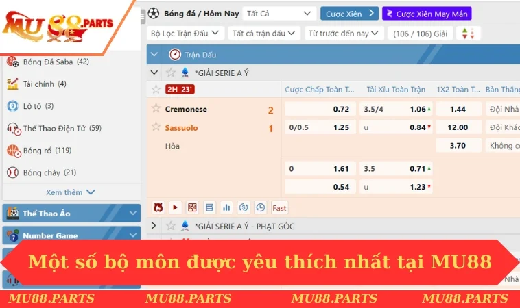 Thể thao MU88 2 Một số bộ môn được yêu thích nhất tại MU88