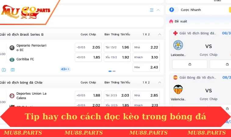 Tip hay cho cách đọc kèo trong bóng đá