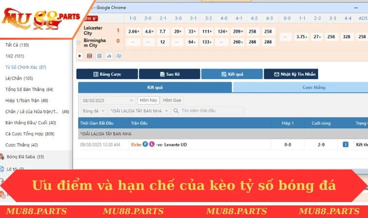 Kèo Tỷ Số Chính Xác - Hướng Dẫn Cách Vào Tiền Thắng Ngon 2 Ưu điểm và hạn chế của kèo tỷ số bóng đá